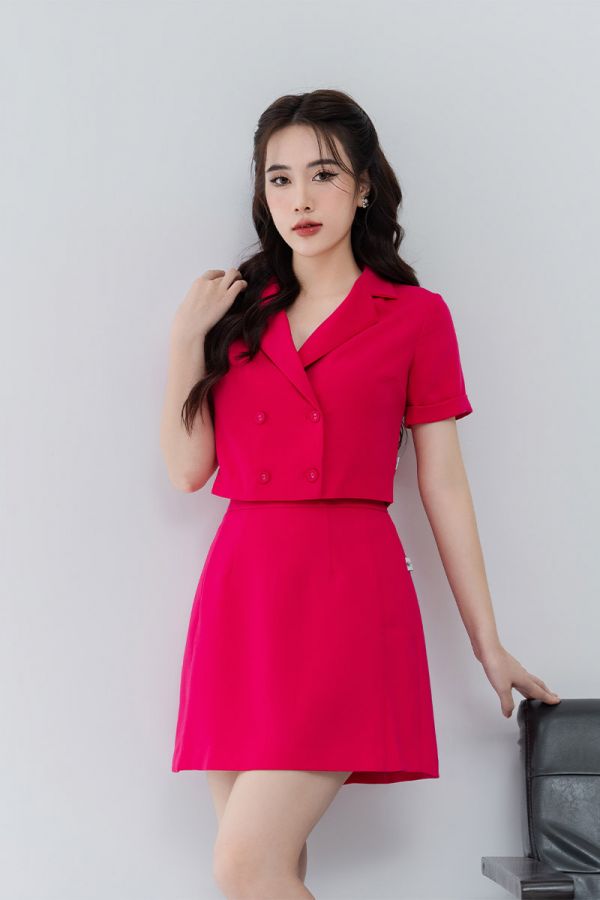 Áo kiểu croptop cổ vest